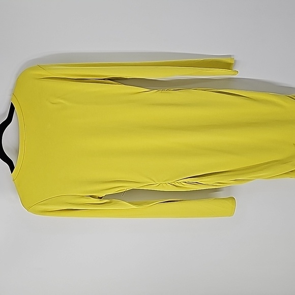 Express Chartreuse Scoop Neck Bodycon Dress Rusched Sides - Picture 13 of 17